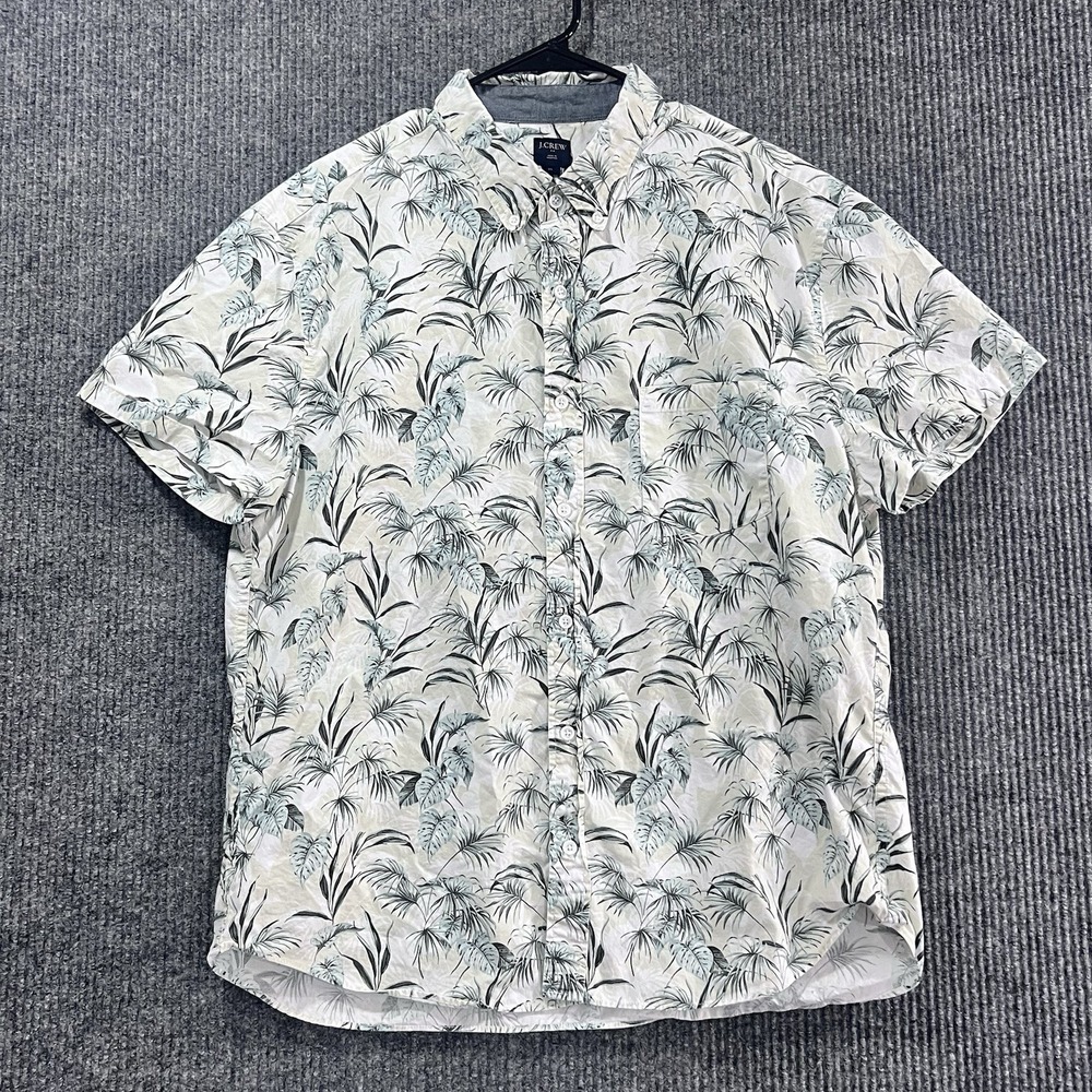 J.Crew Mens XL Floral Hawaiian Shirt Short Sleeve Cotton Palm Print H4743